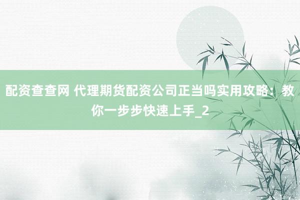 配资查查网 代理期货配资公司正当吗实用攻略：教你一步步快速上手_2